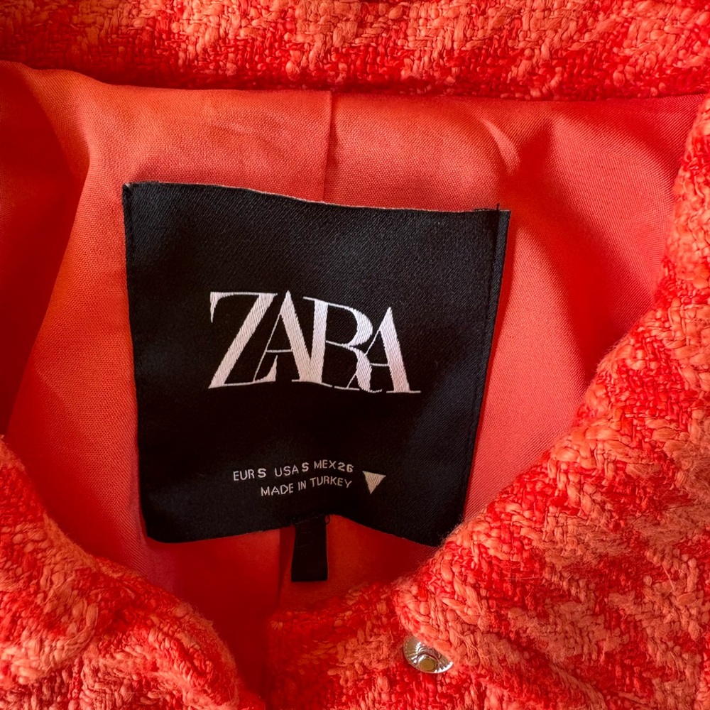 Zara Orange Houndstooth Blazer - Picture 5 of 7